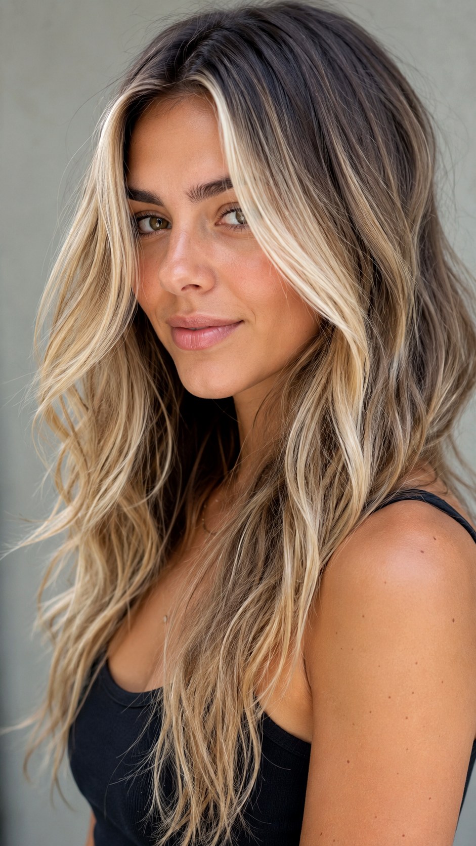 Tousled Bronde with Money Piece - 23 wavy hair highlights ideas