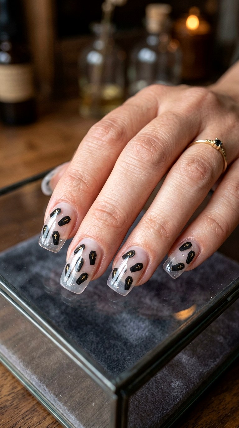 Transparent Coffin Halloween Nails - 20 halloween nail art ideas