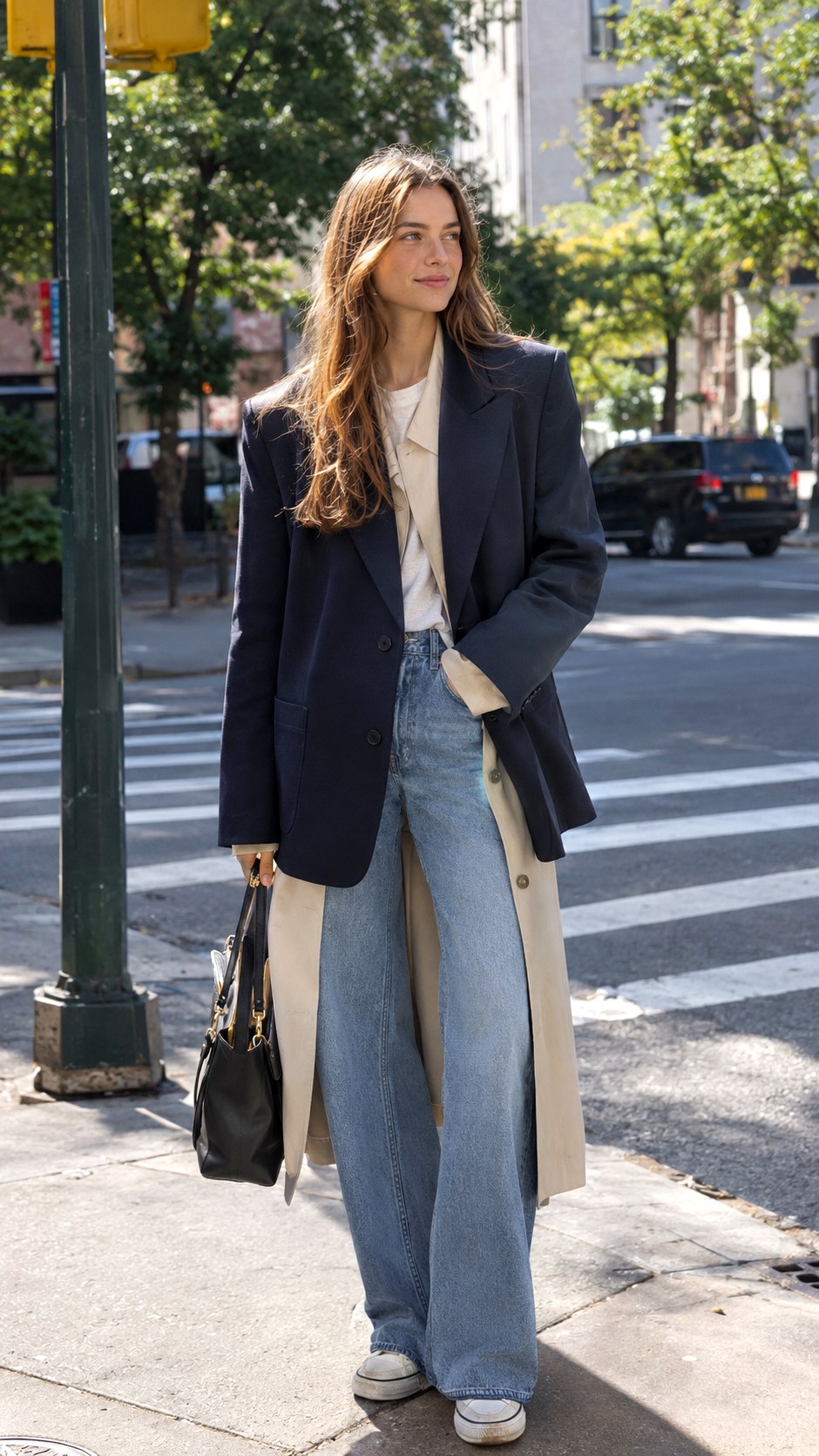 Trench Coat Layering Under Blazer - 23 oversized blazer outfit ideas