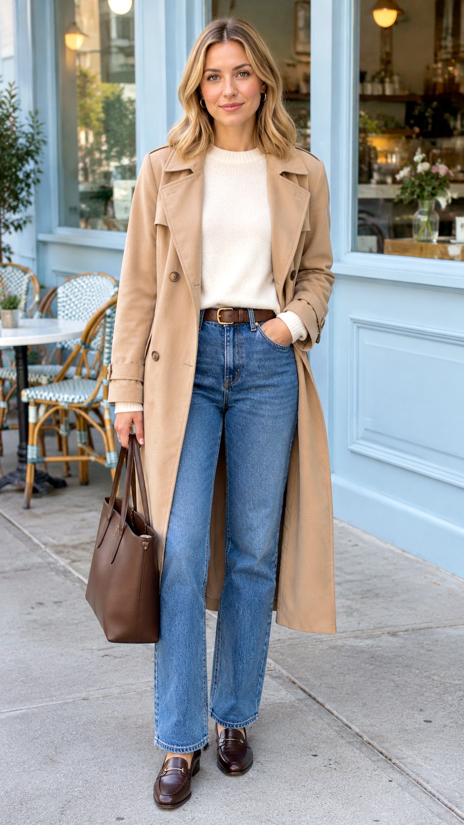 Trench Coat and Straight Leg Jeans - 20 fall outfits women