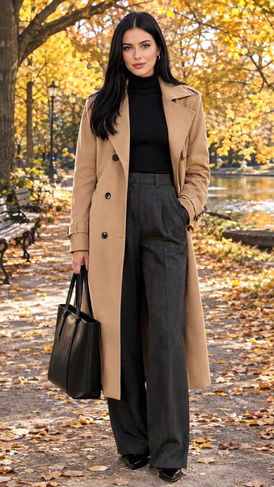 Trench Coat and Turtleneck Combo - 25 outfit inspo fall ideas