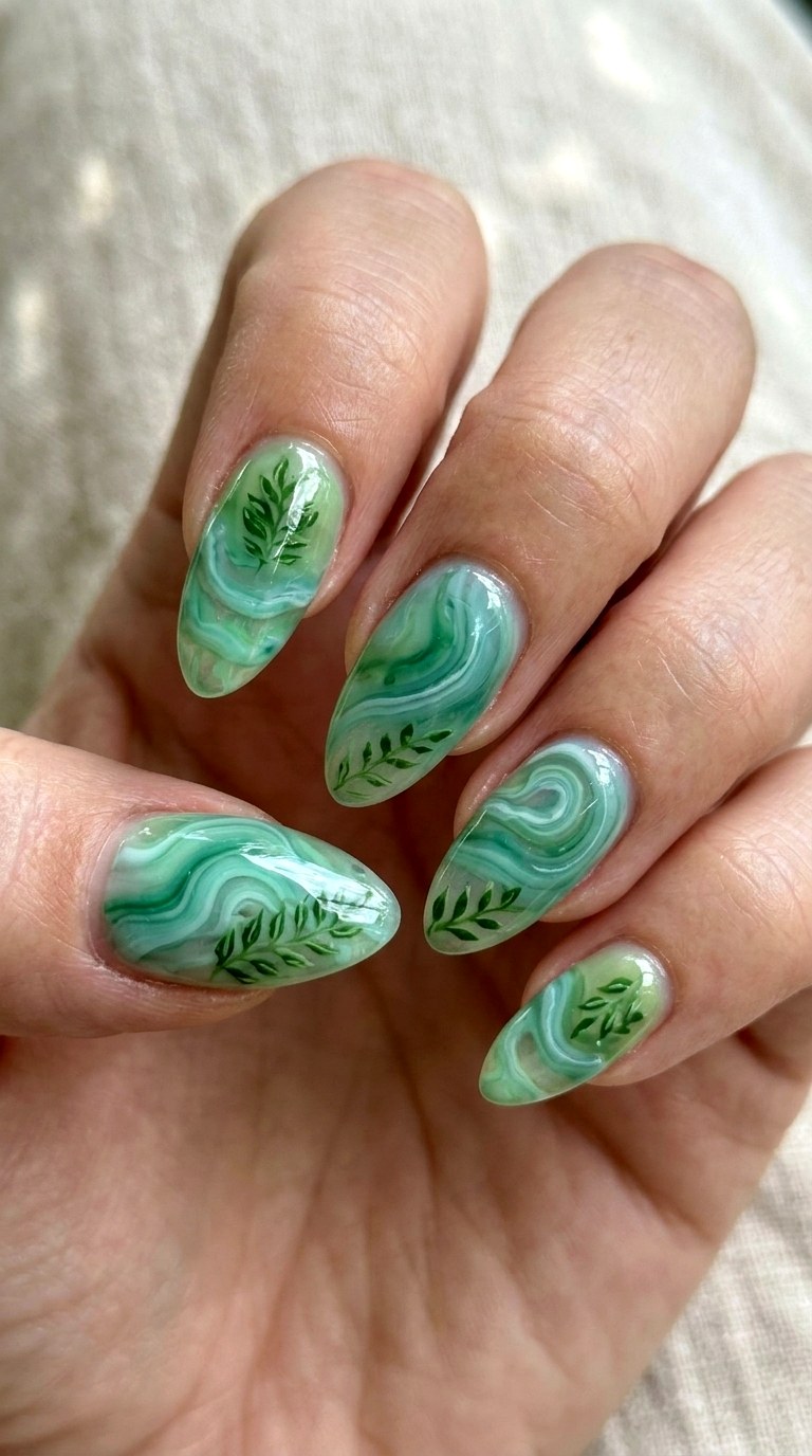Tropical Green Ripple Nails - 23 3d green ripple nail art inspiration ideas