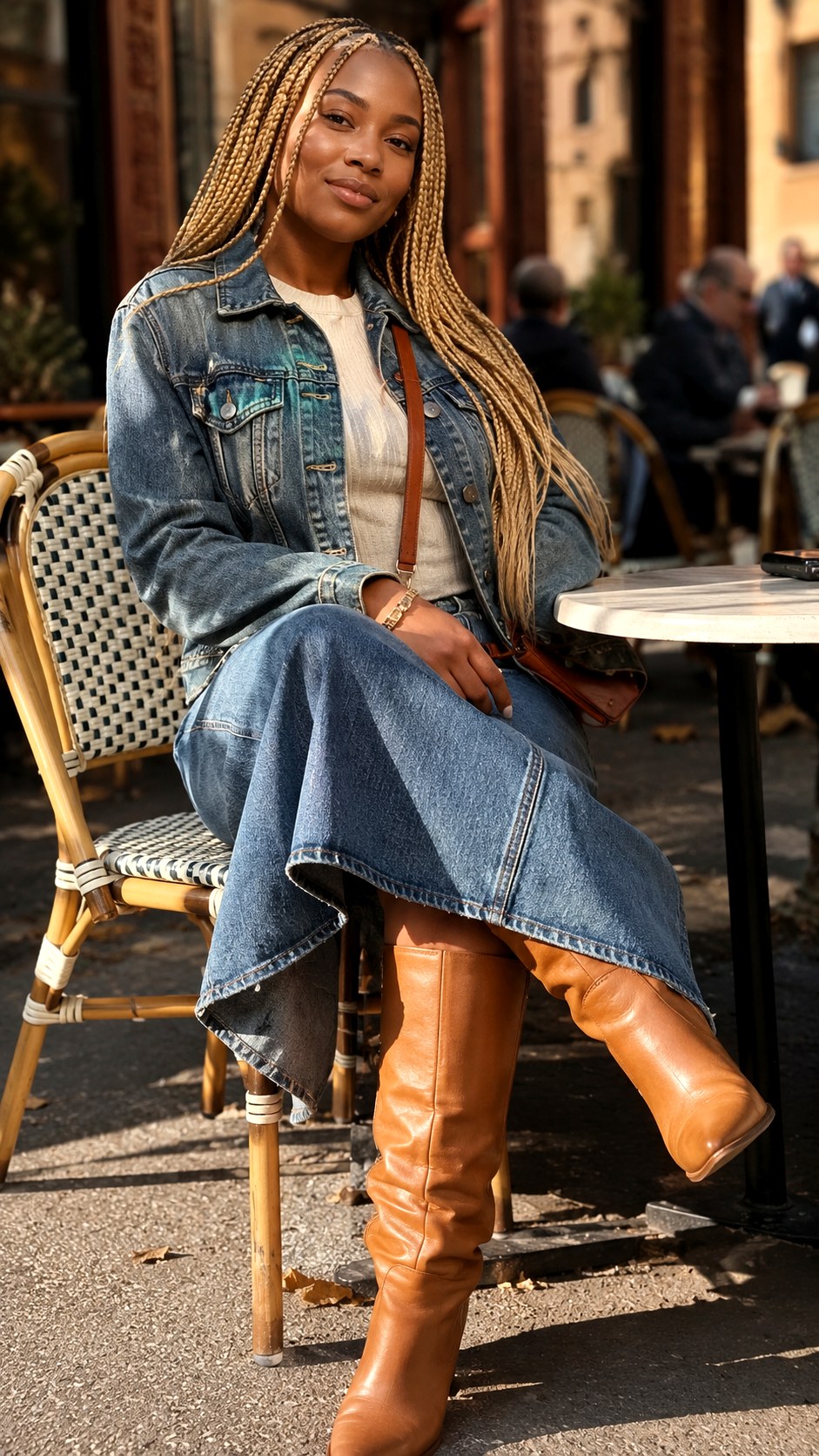 Trucker Jacket and Denim Midi Skirt - 20 Double Denim Outfit Ideas