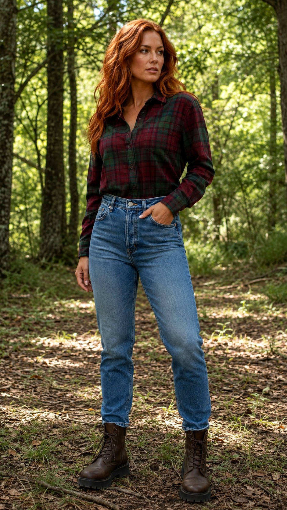 Tucked In Flannel and Vintage Wash Jeans - 23 Vintage Wash Jeans outfit Ideas