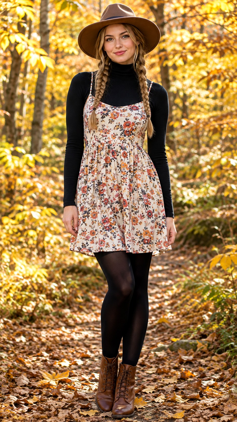 Turtleneck Under Summer Dress - 22 layered fall fashion outfit ideas