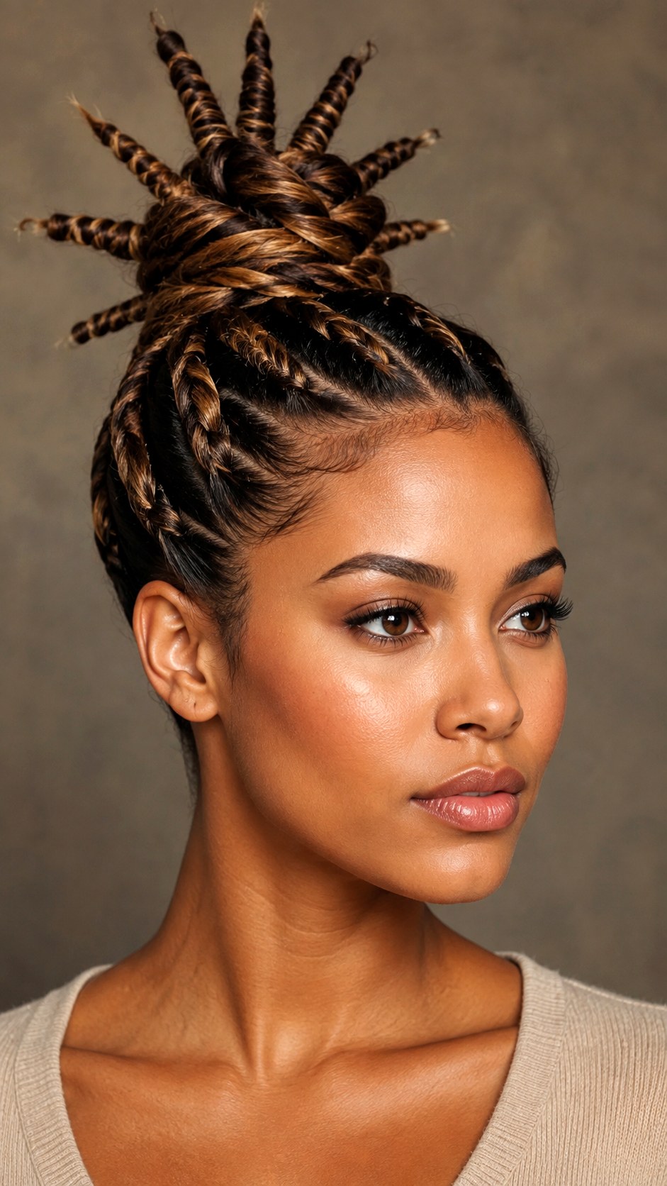 Twisted Rope Spiky Bun Design - 20 spike bun hairstyle ideas