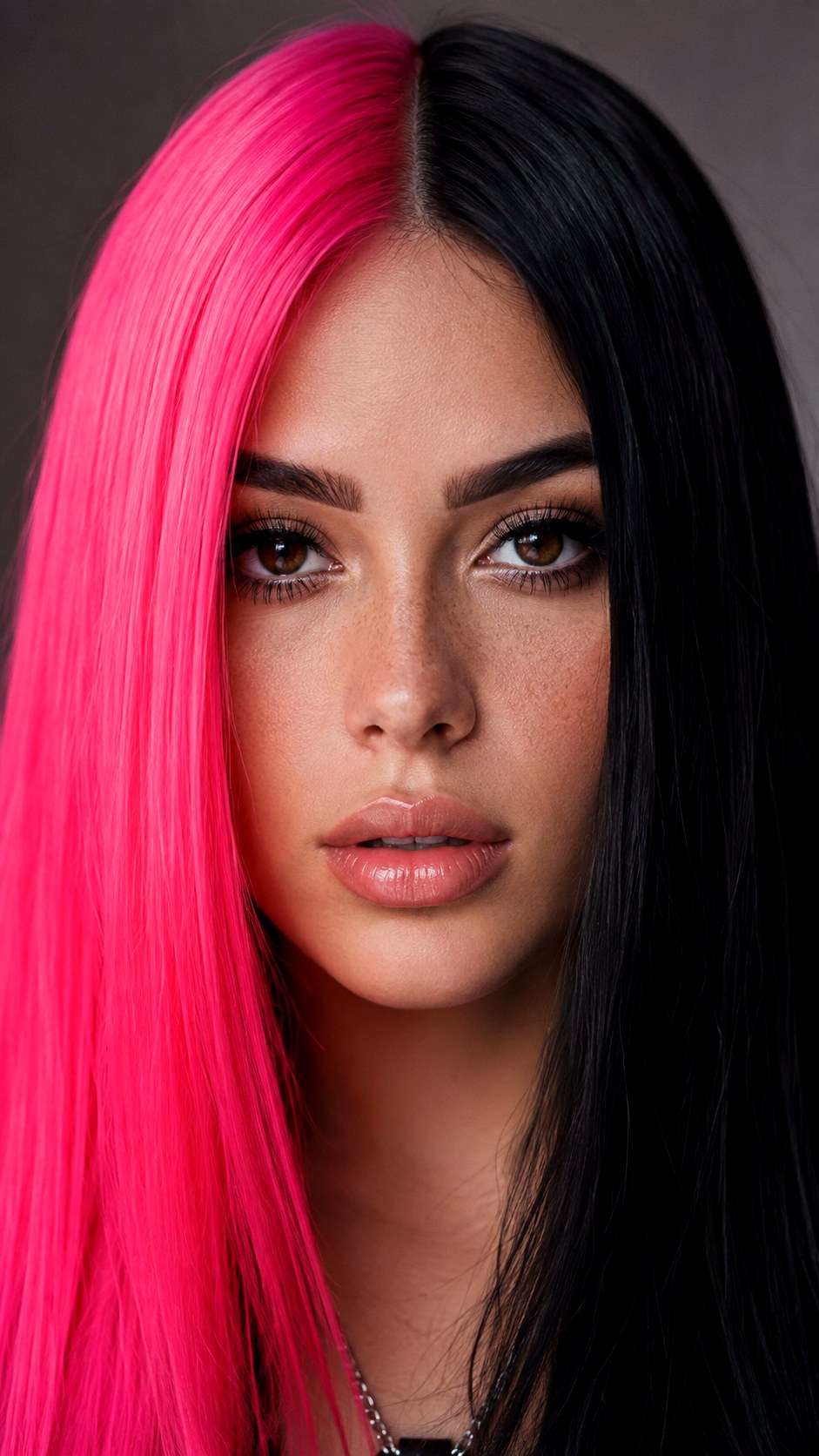 Two Tone Split Dye Cyberpunk Style - 23 hot pink hair color ideas