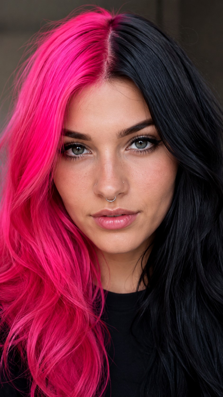 Two Tone Split Hot Pink Color Block - 25 hot pink hair color highlights ideas