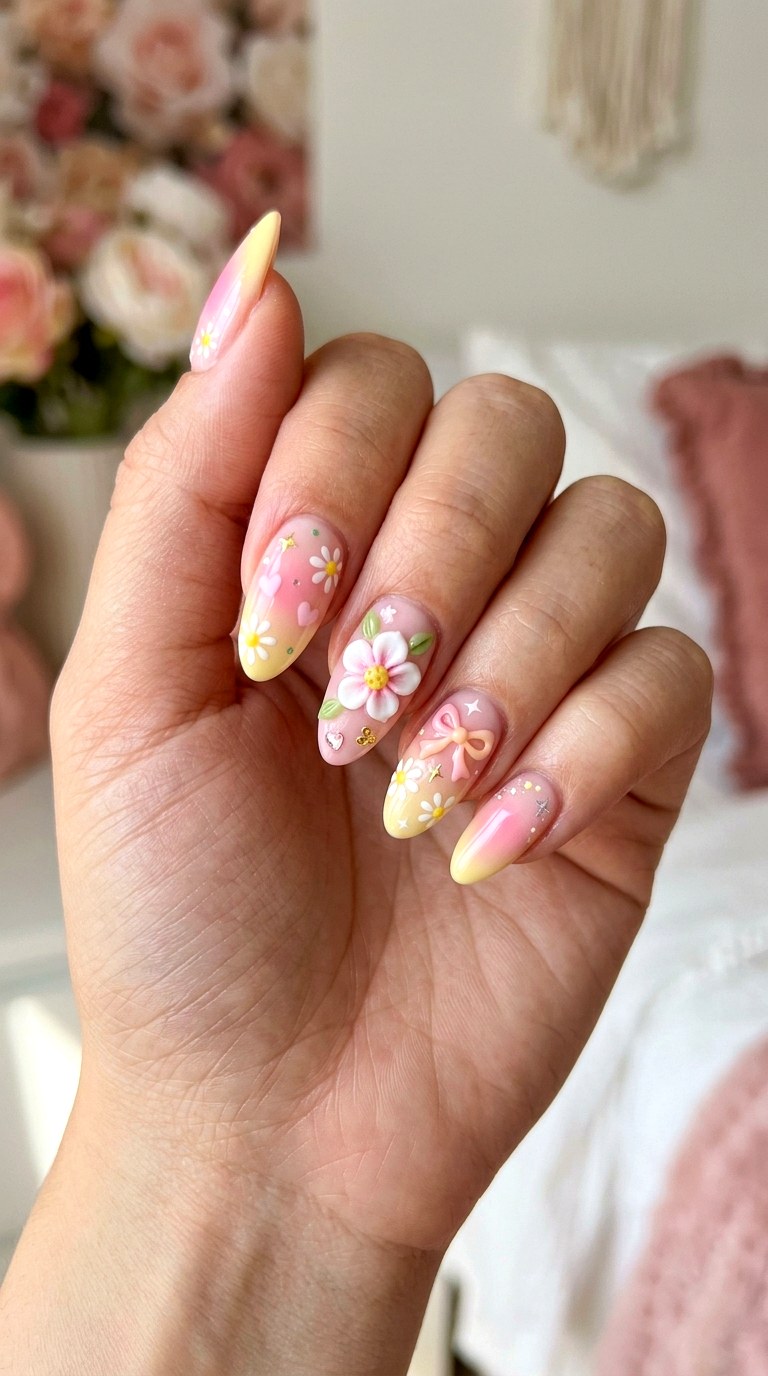 Ultimate Pink Yellow Kawaii Mix - 23 yellow pink kawaii nail design ideas