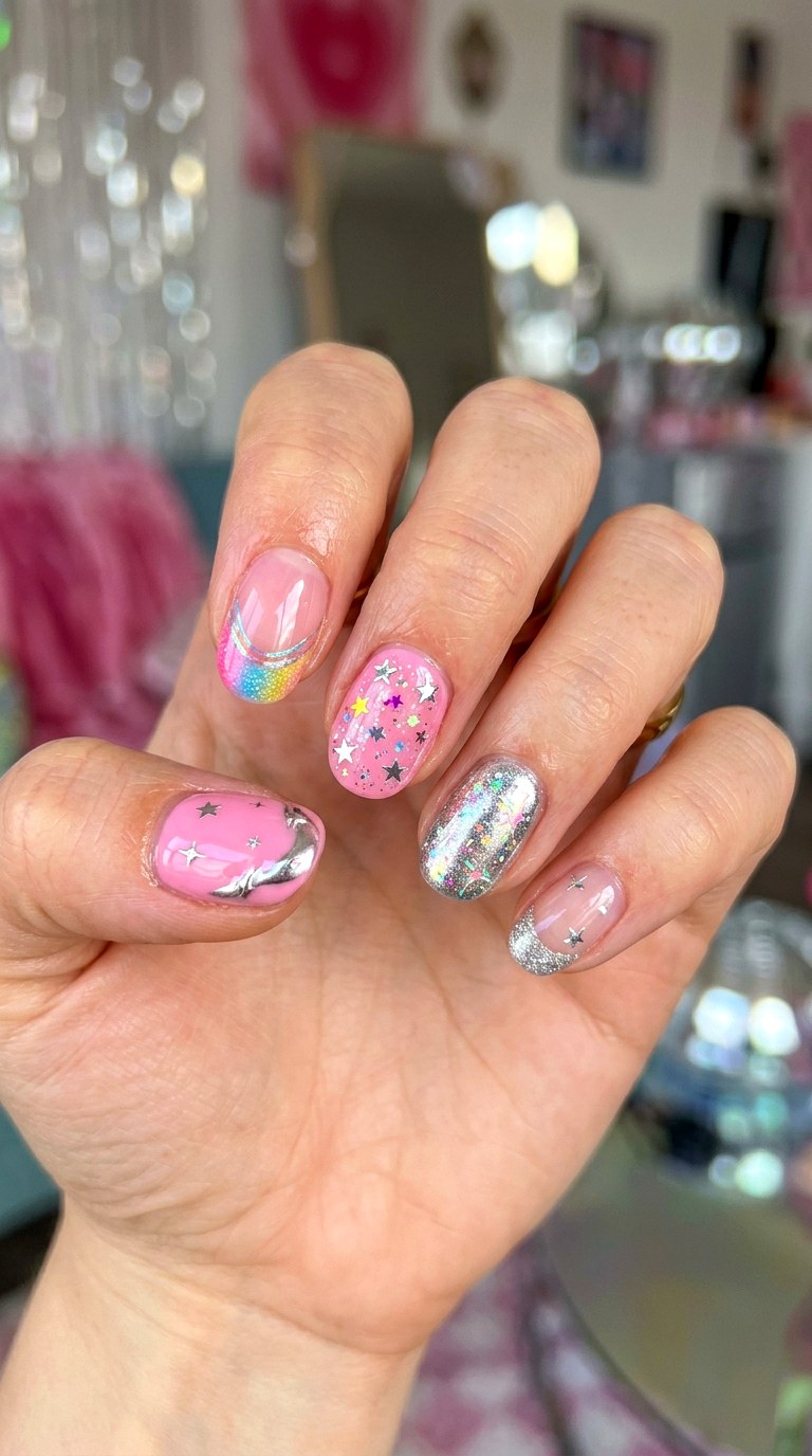 Ultimate Short YK Star Mix - 24 y2k star short nail ideas