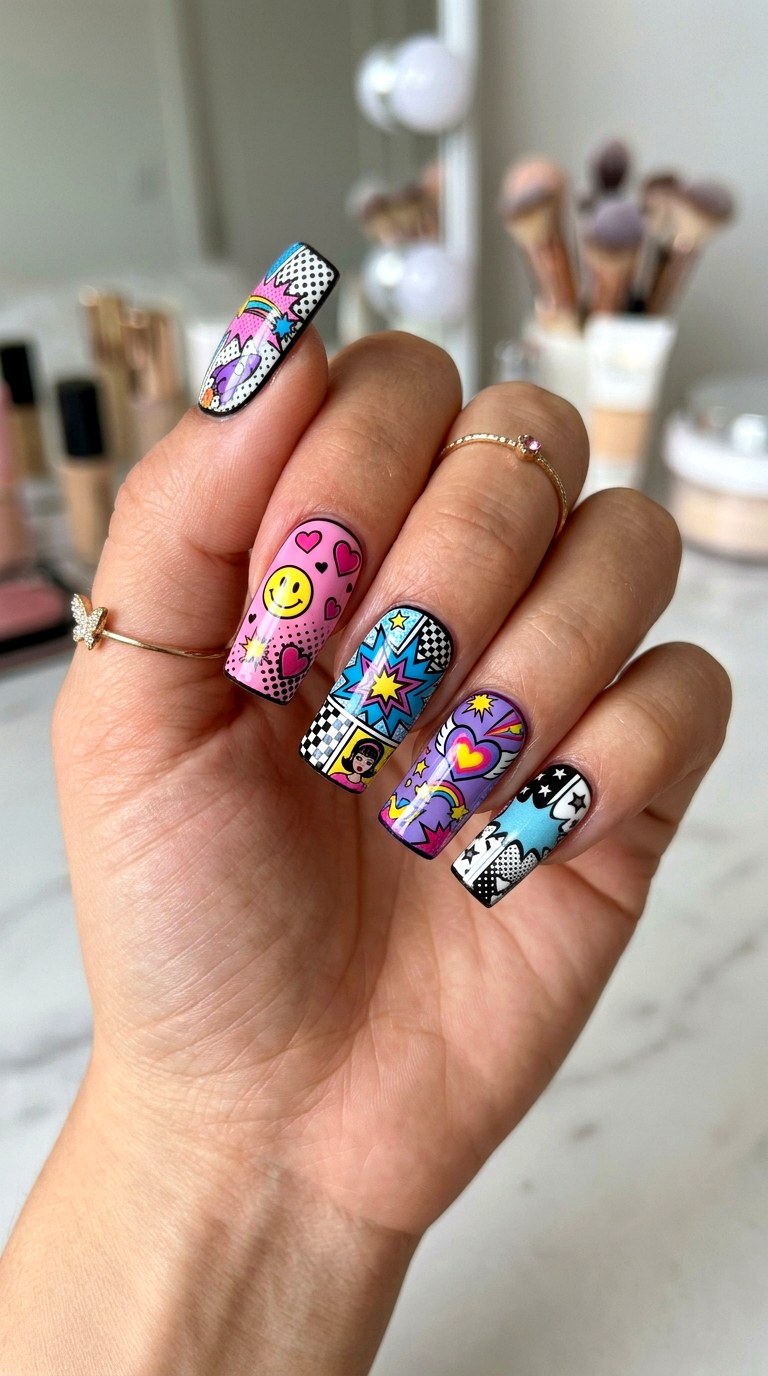 Ultimate YK Comic Mix - 20 Y2K comic nails design ideas