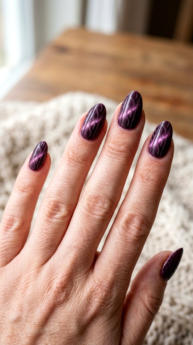 Velvet Effect Sweater Nails - 24 winter sweater nails nail art design ideas
