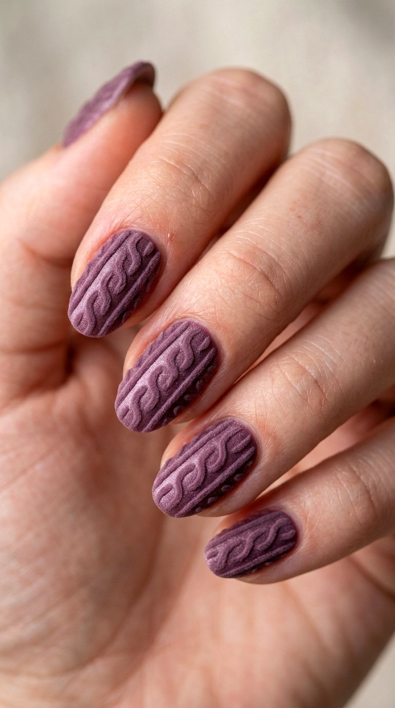 Velvet Matte Sweater Finish Nails - 23 sweater nails fall nail art design ideas