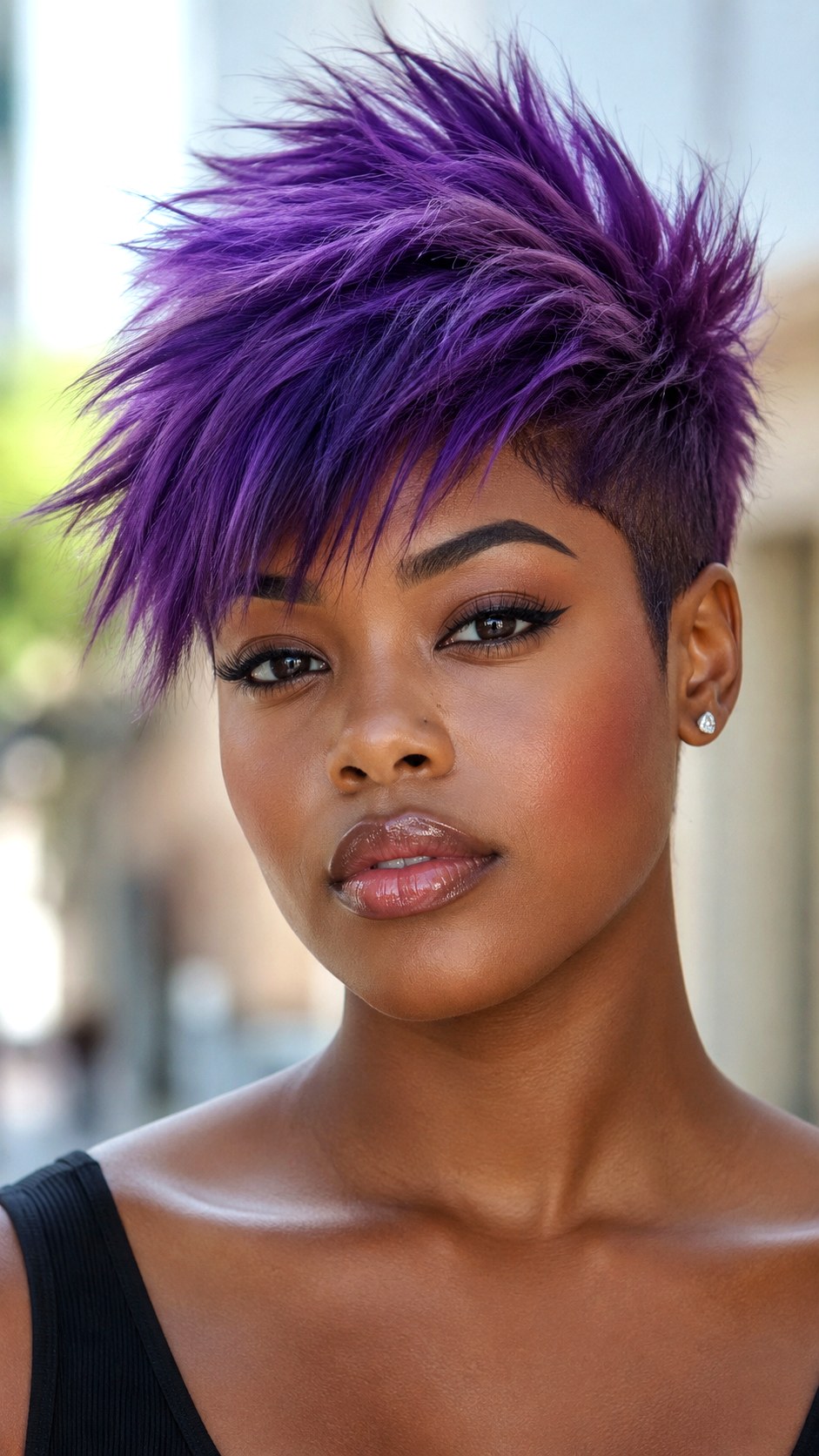Vibrant Purple Spiky Asymmetrical Cut - 24 spiky hairstyle ideas