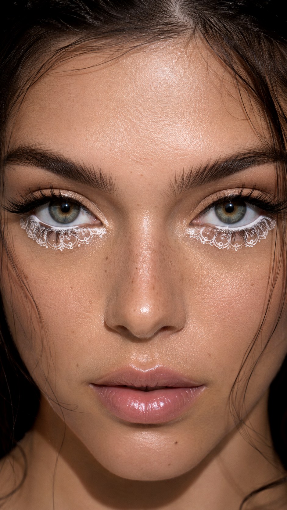 Vintage White Lace Under Eye Detail - 21 lace makeup ideas