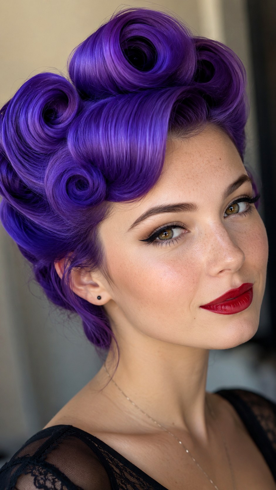 Vivid Violet Pin Curls - 24 violet hair color ideas