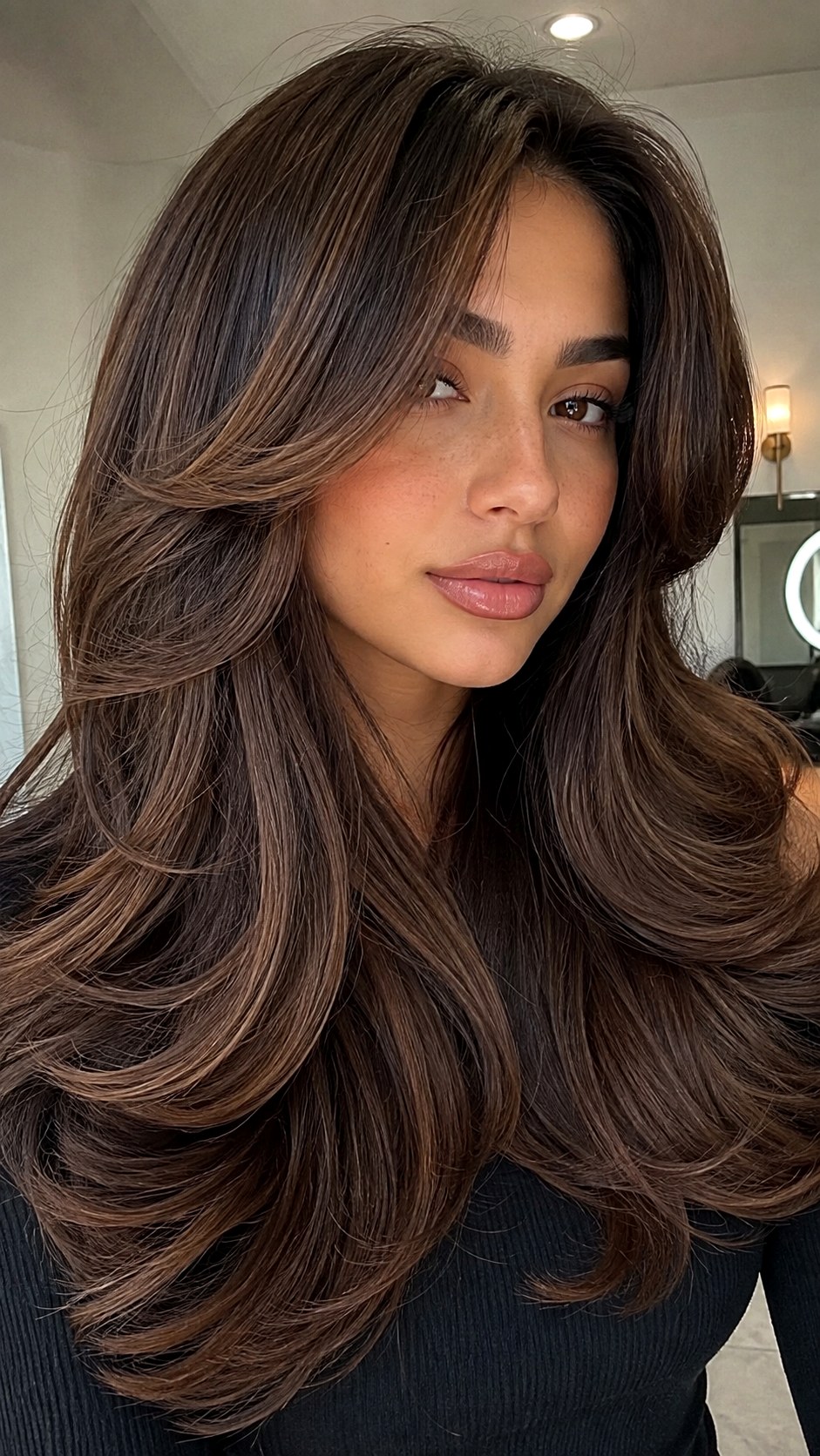 Voluminous C Shaped Flipped Curtain Bangs - 22 Curtain Bangs Long Hair Ideas