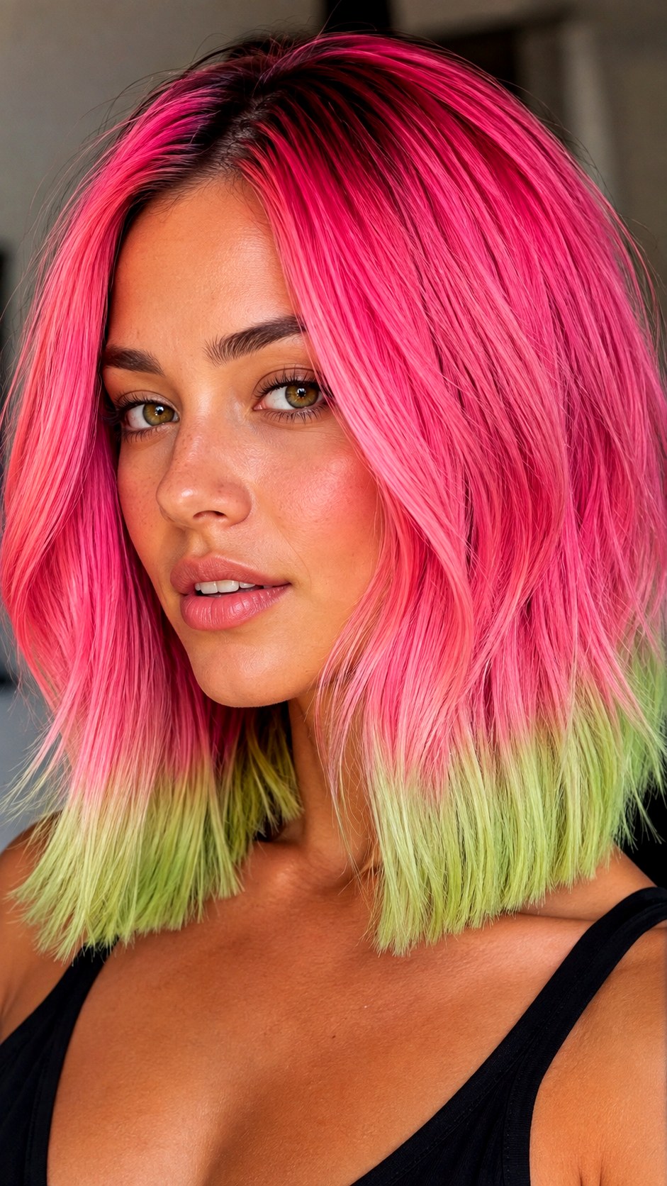 Watermelon Pink Ombre Lob - 23 hot pink hair color ideas