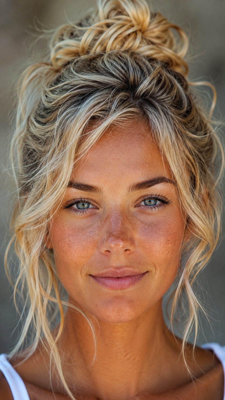 Wavy Textured Messy Top Knot - 21 bun hairstyle ideas
