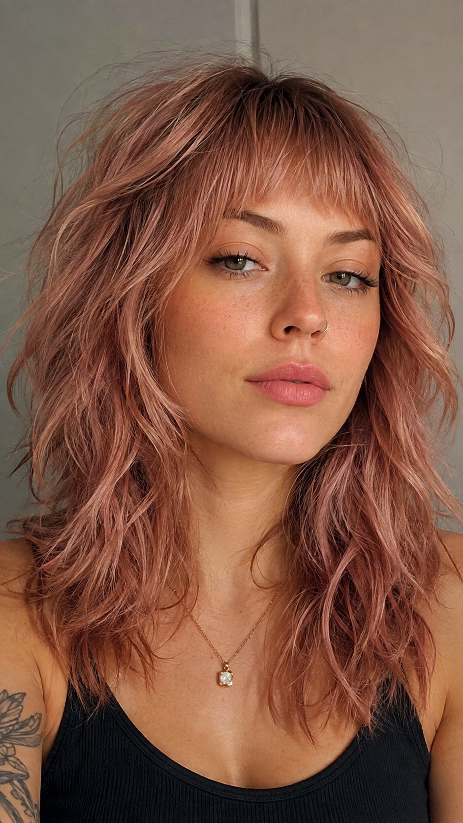 Wavy Wolf Cut with Baby Bangs - 23 wavy wolf cut hairstyle ideas