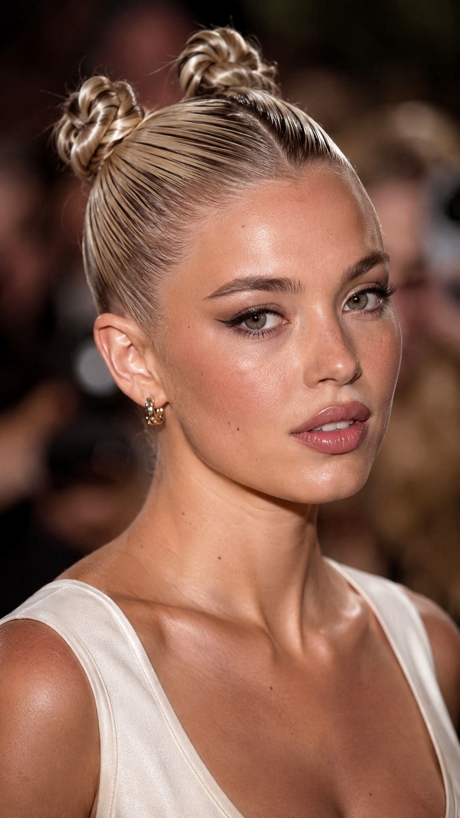 Wet Look Sleek Space Buns - 22 space bun hairstyle ideas