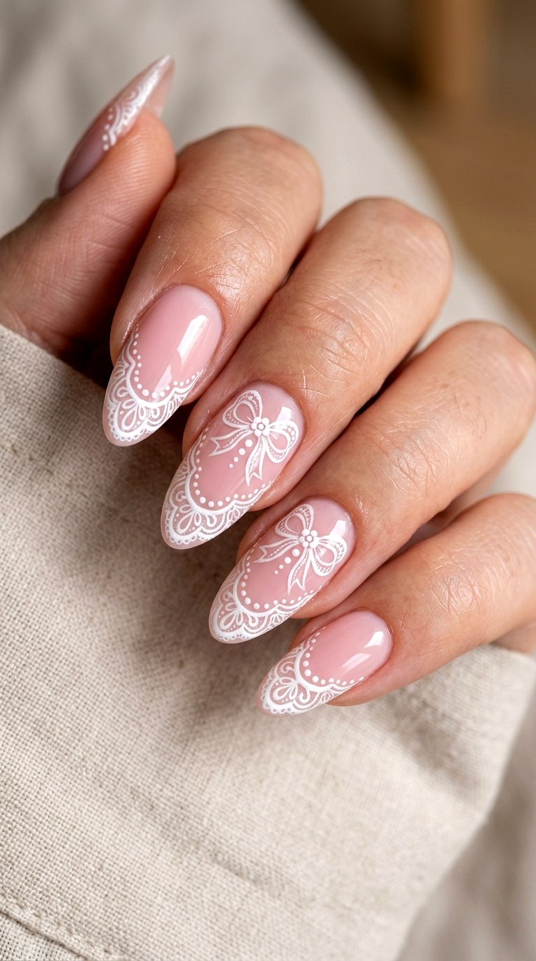 White Lace French Tips - 21 coquelte lace nail ideas