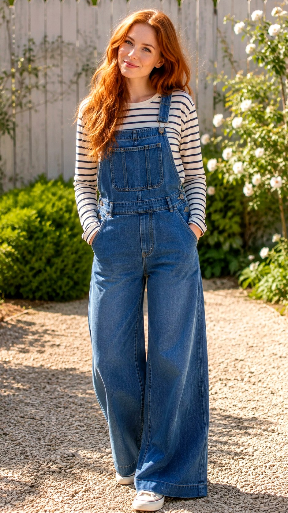 Wide Leg Overalls With Striped Shirt - 21 Soft Alternative Outfits Ideas