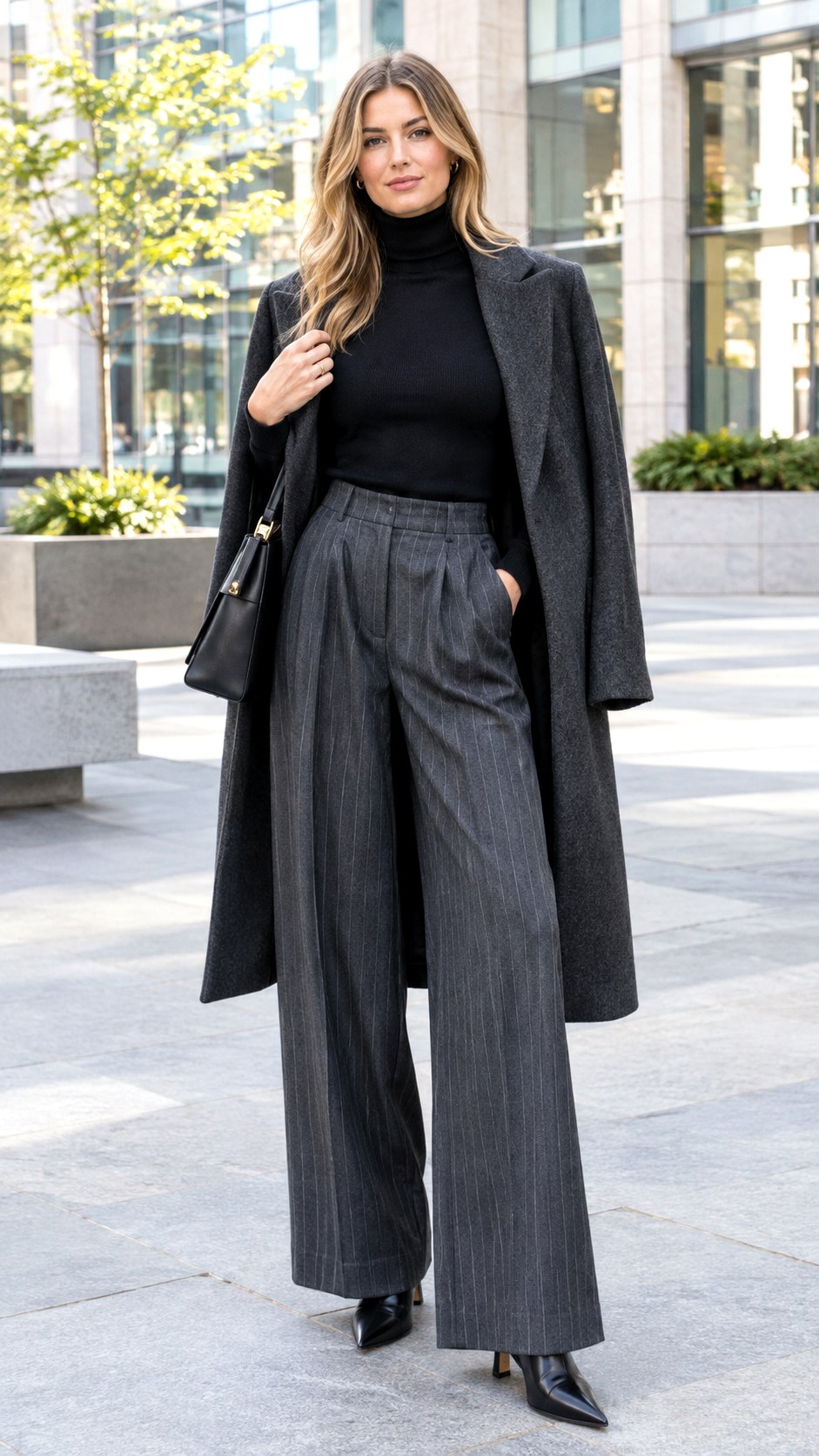 Wide Leg Trousers Turtleneck Outfit Look - 20 fall winter outfit look ideas