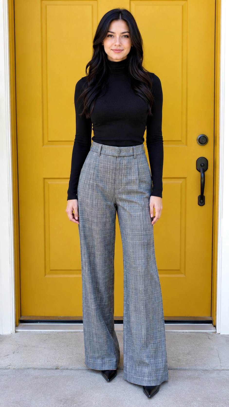 Wide Leg Trousers and Fitted Turtleneck - 24 early fall outfit look ideas