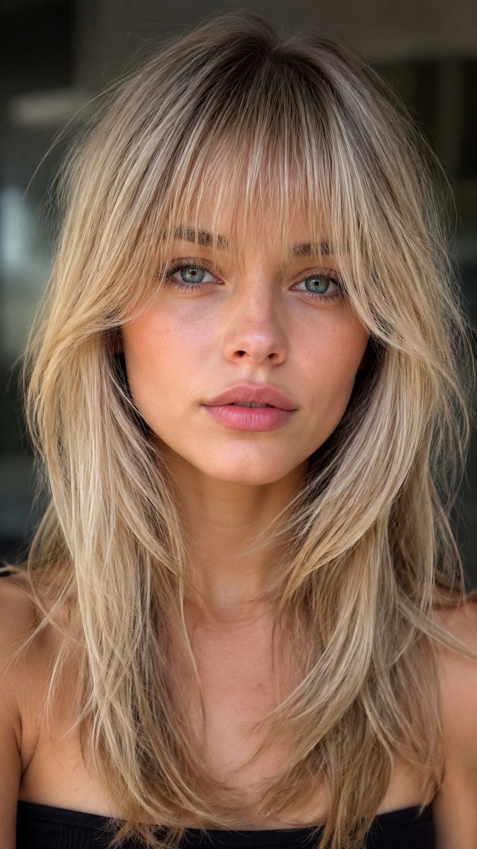 Wispy Bangs with Face Framing Layers - 20 Long Layered Hair with Bangs Ideas