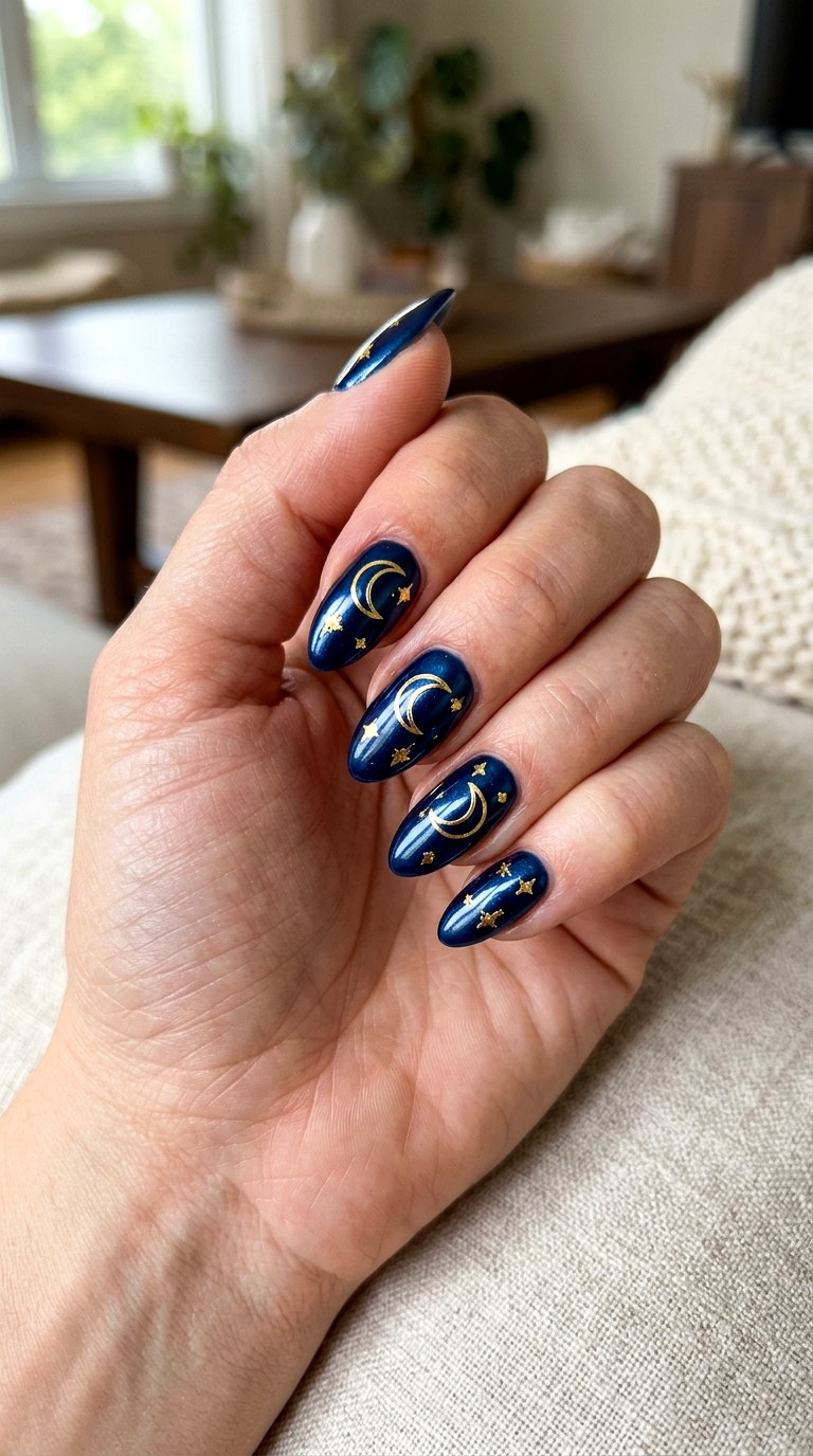 Witchy Crescent Moon Nails - 21 halloween nail inspo ideas