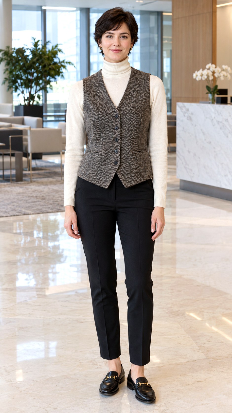 Wool Vest and Turtleneck Combo - 25 outfit inspo fall ideas