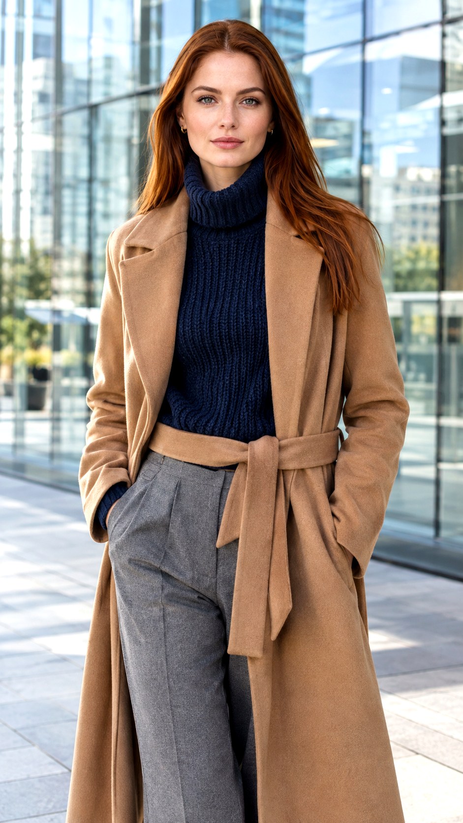 Wrap Coat and Chunky Knit Sweater - 25 cozy fall outfit ideas