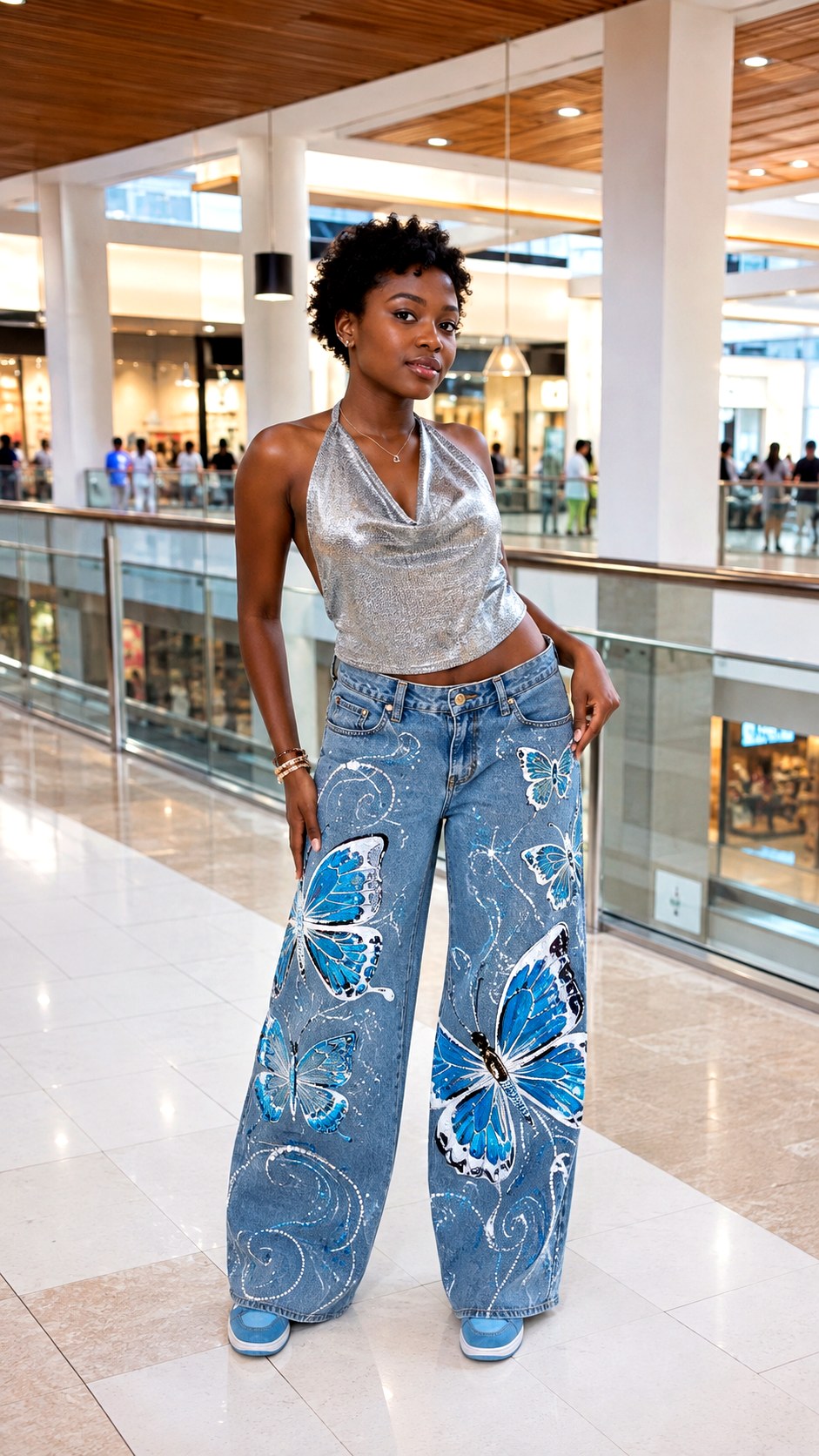 YK Butterfly Art Denim - 24 acrylic painted wide leg jeans ideas