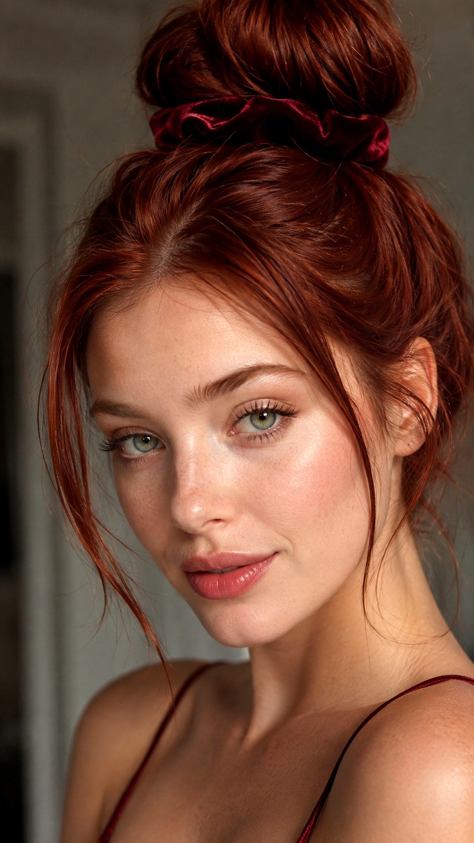 YK Red Velvet High Bun - 25 y2k bun hairstyle ideas