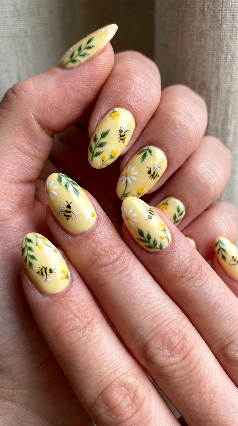 Yellow Bee Garden Details Nails - 22 sunlit tips Yellow nail design ideas