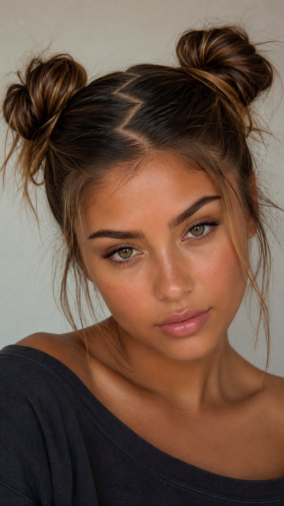 Zigzag Part Pigtail Buns Vibe - 25 y2k bun hairstyle ideas